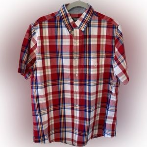 Chap’s Short Sleeve Button Up. Size Men’s S. Color Red and White.